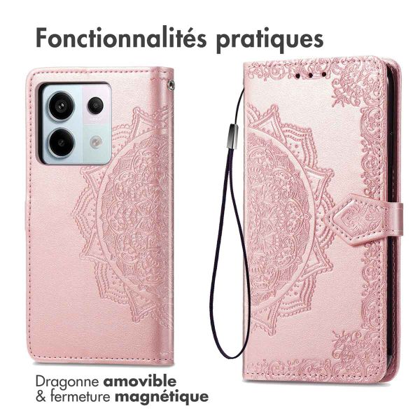 imoshion Etui de téléphone portefeuille Mandala Xiaomi Redmi Note 13 Pro (5G) / Poco X6 - Rose Dorée