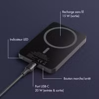 Accezz Powerbank Kevlar 5 000 mAh - MagSafe et Qi2 - Noir