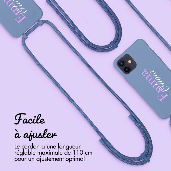 Coque de couleur personnalisée MagSafe avec cordon amovible  et nom iPhone 12 Pro - Ash Blue