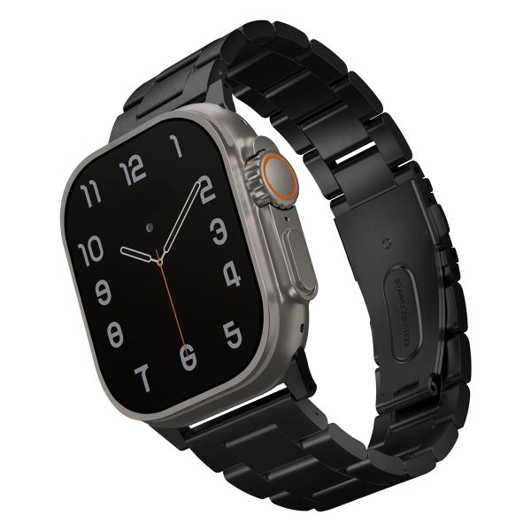 Uniq Osta Bracelet en Acier avec Maillons Auto-Ajustables Apple Watch Series 1 á 10 / SE / Ultra (2) (44/45/46/49 mm) - Midnight Black