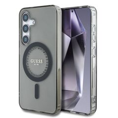 Guess Coque MagSafe IML avec strass Samsung Galaxy S25 - Noir