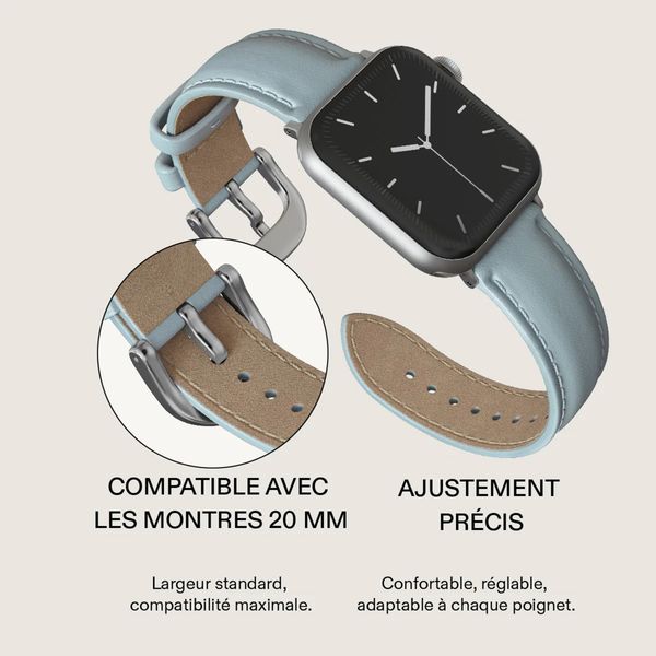 Burga Bracelet en cuir véritable Apple Watch | 38/40/41/42 mm - Dream / Silver