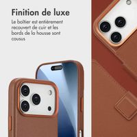 Accezz Étui de téléphone portefeuille en cuir 2-en-1 avec MagSafe Apple iPhone 17 Pro - Sienna Brown