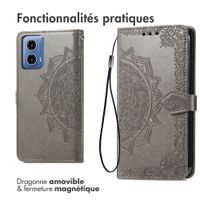 imoshion Etui de téléphone portefeuille Mandala Motorola Moto G34 - Gris