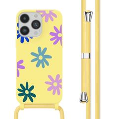imoshion Coque design en silicone avec cordon Apple iPhone 14 Pro - Yellow Flower Distance