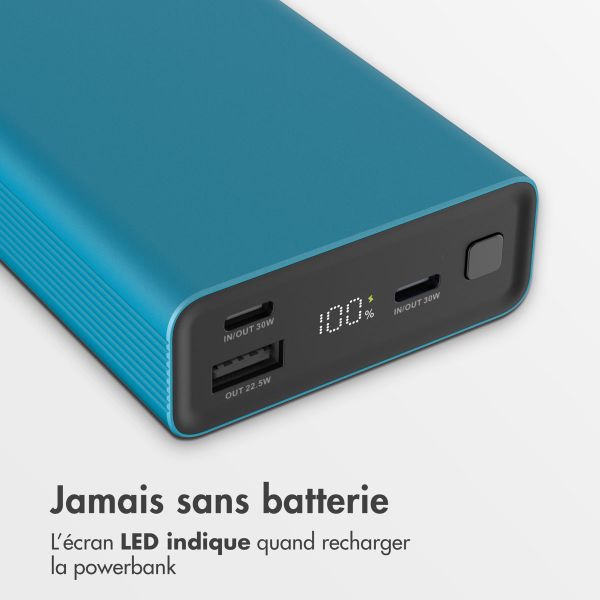 imoshion Ultra Series Aluminium | Batterie externe 20.000 mAh - Charge rapide jusqu'à 33 watts - Vert Petrol 