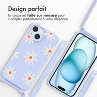 imoshion Coque design en silicone avec cordon Apple iPhone 15 - Lila Flower Distance