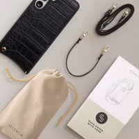 Selencia Coque de télephone Nova Croco avec cordon et porte-cartes Samsung Galaxy S25 FE - Noir