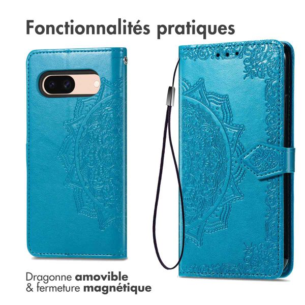 imoshion Etui de téléphone portefeuille Mandala Google Pixel 8a - Turquoise