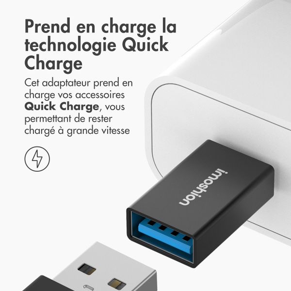 imoshion 2x Adaptateur USB-C (mâle) vers USB-A 3.2 (femelle) - OTG - Noir