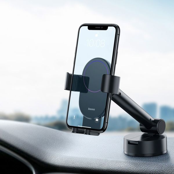 Baseus Simplism Gravity - Support de téléphone pour voiture - Tableau de bord / avant - Pliable - Réglable - Noir