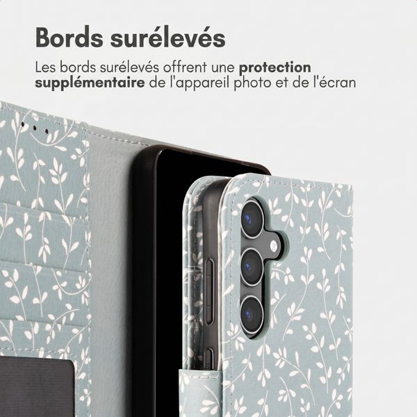 imoshion Étui de télephone portefeuille Design Samsung Galaxy S24 - Smoke Green Flowers