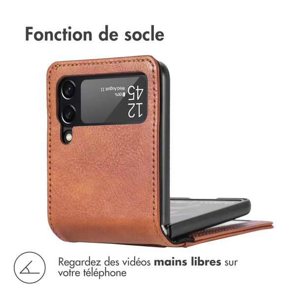 imoshion Étui de téléphone portefeuille Luxe Samsung Galaxy Z Flip 4 - Brun