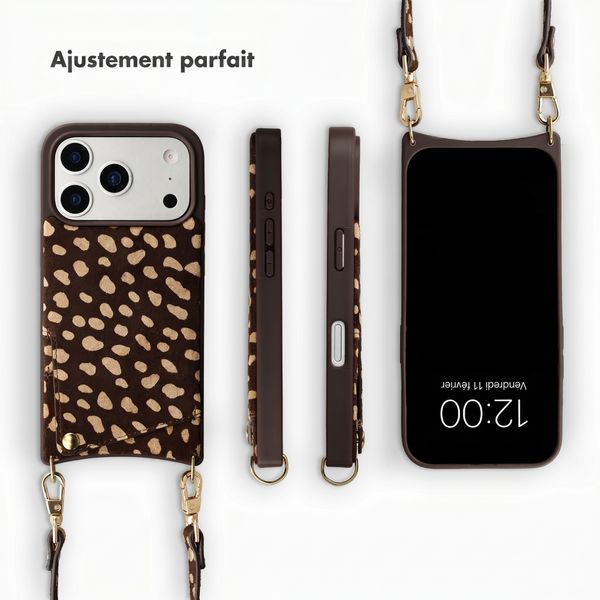 Selencia Nova coque arrière en cuir véritable avec porte-cartes Apple iPhone 17 Pro - Fawn Chic