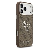 Guess Coque 4G Metal Logo Backcover Apple iPhone 17 Pro - Silver Edge - Brown