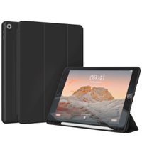 Accezz Coque tablette portefeuille Smart Silicone Apple iPad 9 (2021) 10.2 pouces / iPad 8 (2020) 10.2 pouces / iPad 7 (2019) 10.2 pouces - Noir