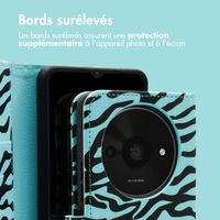 imoshion Étui de télephone portefeuille Design Xiaomi Redmi A3 - Black Blue Stripes