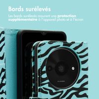 imoshion Étui de téléphone portefeuille Design Xiaomi Redmi A3 - Black Blue Stripes