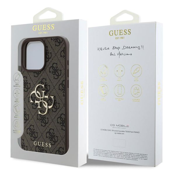 Guess Coque 4G Metal Logo Backcover Apple iPhone 16 Pro - Marron