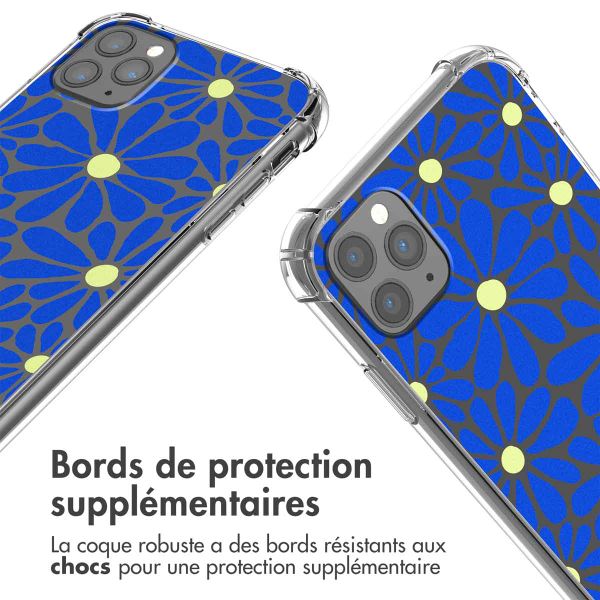 imoshion Coque Design avec cordon iPhone 11 Pro - Cobalt Blue Flowers Connect