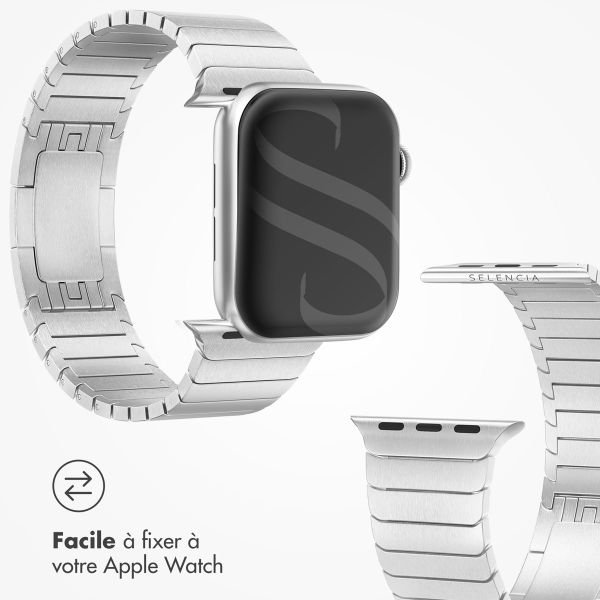 Selencia Bracelet à maillons en acier inoxydable Apple Watch Series 1 á 10 / SE / Ultra (2) (44/45/46/49 mm) - Argent