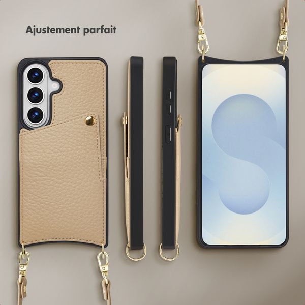 Selencia Coque de télephone Nova avec cordon et porte-cartes Samsung Galaxy S26 - Beige