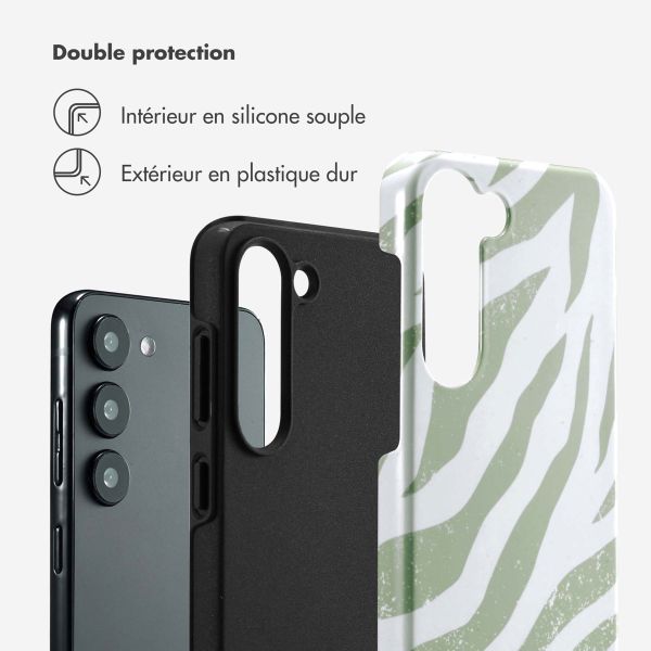 Selencia Coque arrière Vivid Samsung Galaxy S23 - Colorful Zebra Sage Green