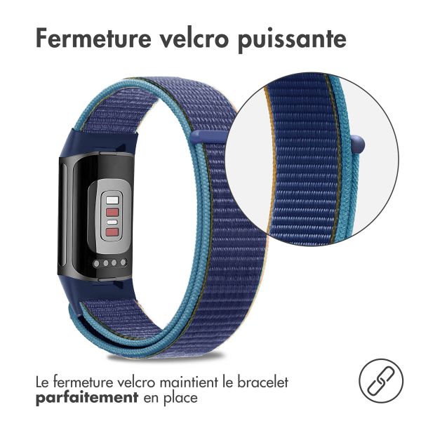 imoshion Bracelet en nylon Fitbit Charge 5 - Taille S - Bleu foncé