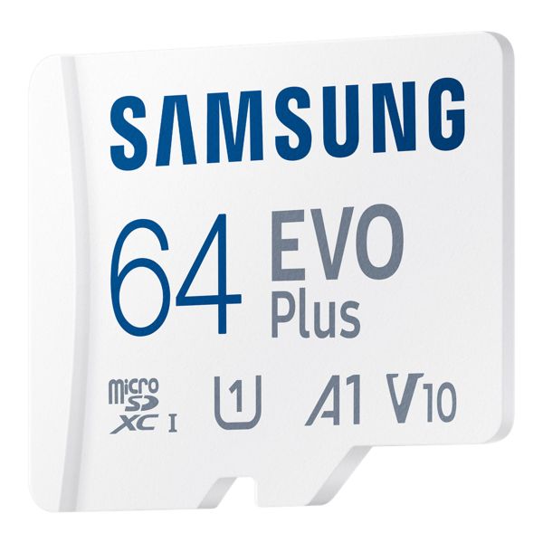 Samsung EVO Plus microSD 2024 - 64GB - Inclus un adaptateur SD - UHS-I/U3/Full HD/4K UHD