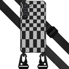 Selencia ﻿Coque design en silicone avec cordon amovible Samsung Galaxy S23 - Irregular Check Black