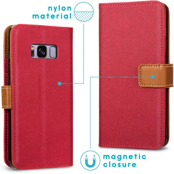 imoshion Étui de téléphone portefeuille Canvas Luxe Galaxy S8 -Rouge