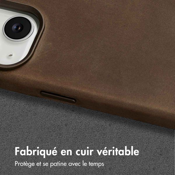 Accezz Coque MagSafe en cuir vintage Apple iPhone 14 - Rustic Brown
