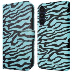 imoshion Étui de télephone portefeuille Design Samsung Galaxy A55 - Black Blue Stripes