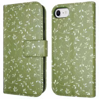 imoshion Étui de télephone portefeuille Design Apple iPhone SE (2022 / 2020) / 8 / 7 / 6(s) - Green Flowers