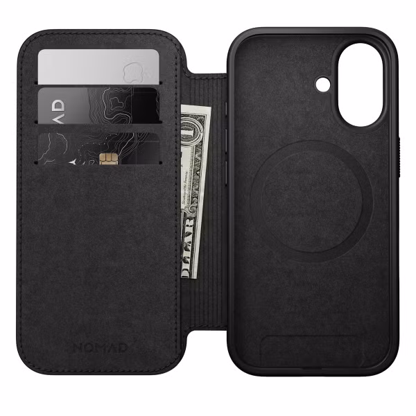 Nomad Étui de télephone portefeuille Modern Leather Folio Apple iPhone 17 - Marron