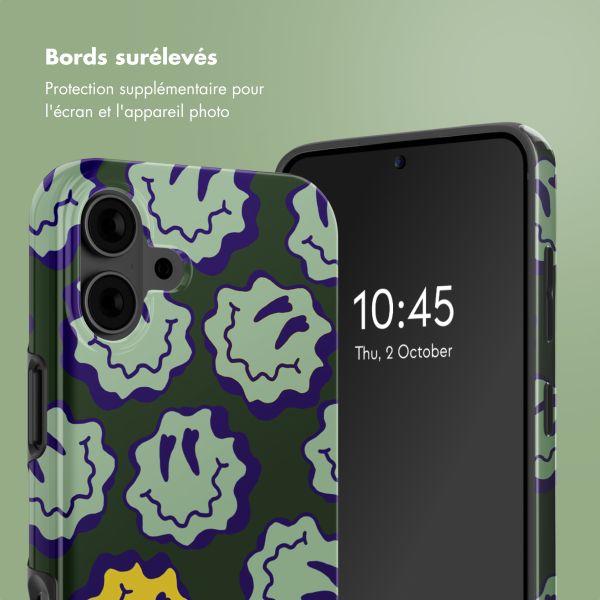 Selencia Coque arrière Vivid avec MagSafe Apple iPhone 16 - Wavy Smiley Green