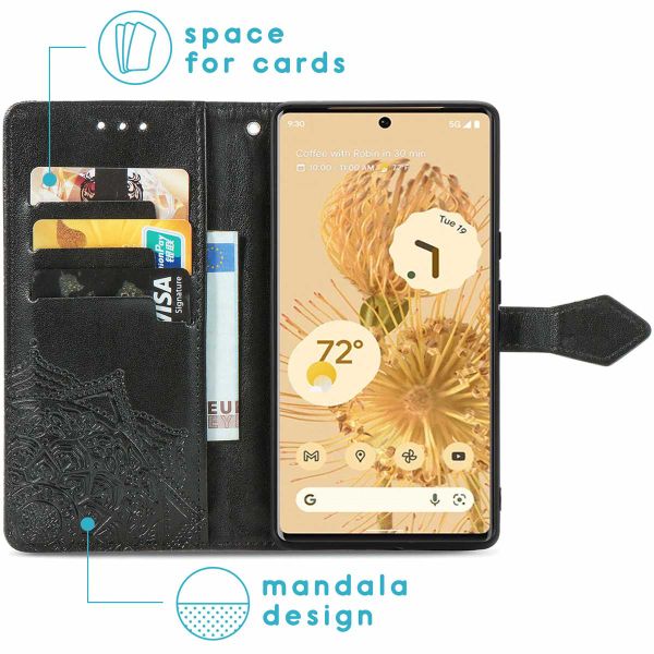 imoshion Etui de téléphone portefeuille Mandala Google Pixel 6 Pro - Noir