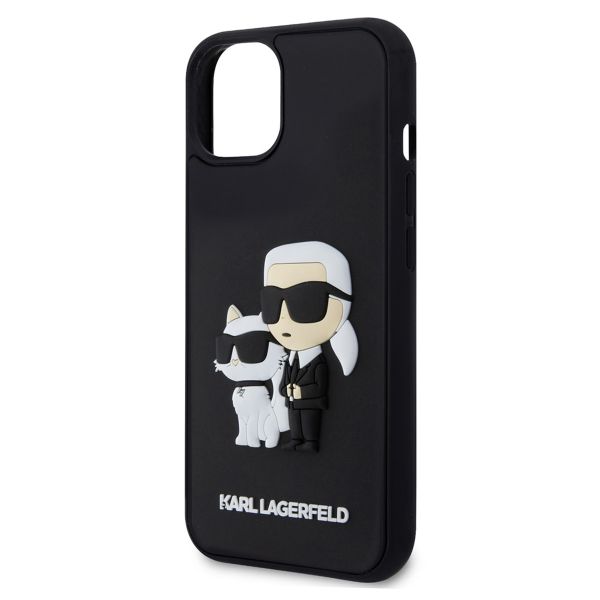 Karl Lagerfeld Coque rigide en caoutchouc 3D Karl & Choupette iPhone 15 - Noir