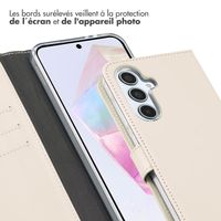 Selencia Étui de téléphone portefeuille en cuir véritable Samsung Galaxy A35 - Greige