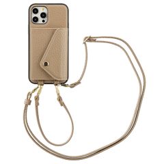 Selencia Coque à cordon avec porte-cartes enveloppe Sera iPhone 12 (Pro) - Beige