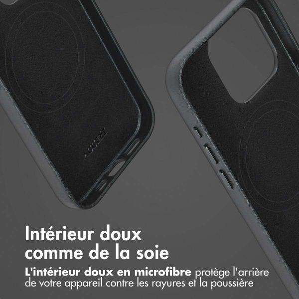 Accezz Étui de télephone portefeuille en cuir 2-en-1 avec MagSafe Apple iPhone 15 Pro - Onyx Black