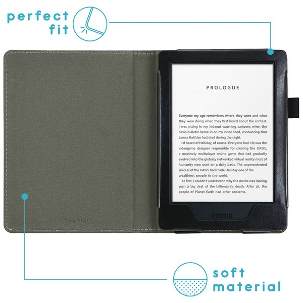 imoshion Étui de liseuse portefeuille en cuir végan Amazon Kindle 10 - Noir