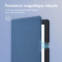 imoshion Étui de liseuse portefeuille Canvas Sleepcover Kobo Nia - Bleu foncé