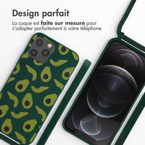 imoshion Coque design en silicone avec cordon iPhone 12 (Pro) - Avocado Green