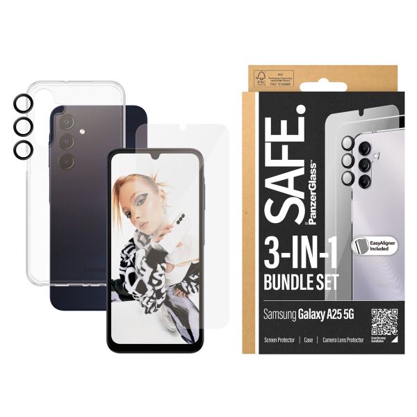 SAFE by PanzerGlass ﻿Pack 3-en-1 - Coque + protection d'écran + protection de caméra Samsung Galaxy A25 (5G)