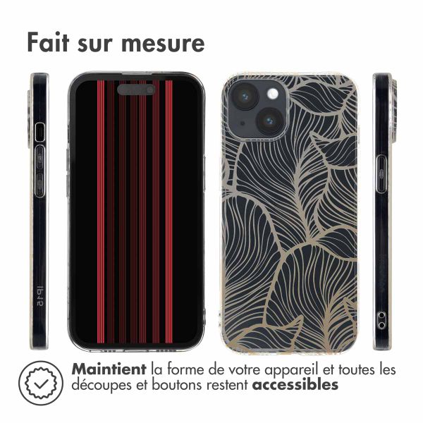 imoshion Coque Design Apple iPhone 15 - Golden Leaves Transparent