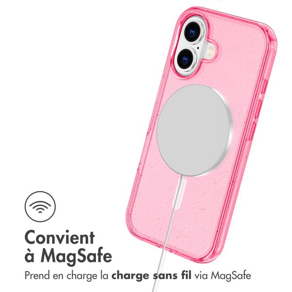 imoshion Coque Pailletée avec MagSafe Apple iPhone 16 - Paillettes Rose