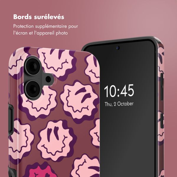 Selencia Coque arrière Vivid avec MagSafe Apple iPhone 16 - Wavy Smiley Pink