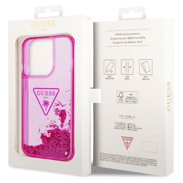 Guess Coque Liquid Glitter iPhone 14 Pro - Fuchsia