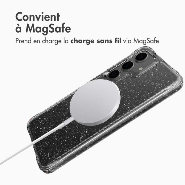 imoshion Coque arrière transparente Pailletée avec MagSafe Samsung Galaxy S25 Plus - Argent